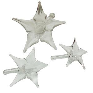 Vintage Clear Glass Lily Flower Short Stem  - Set of 3